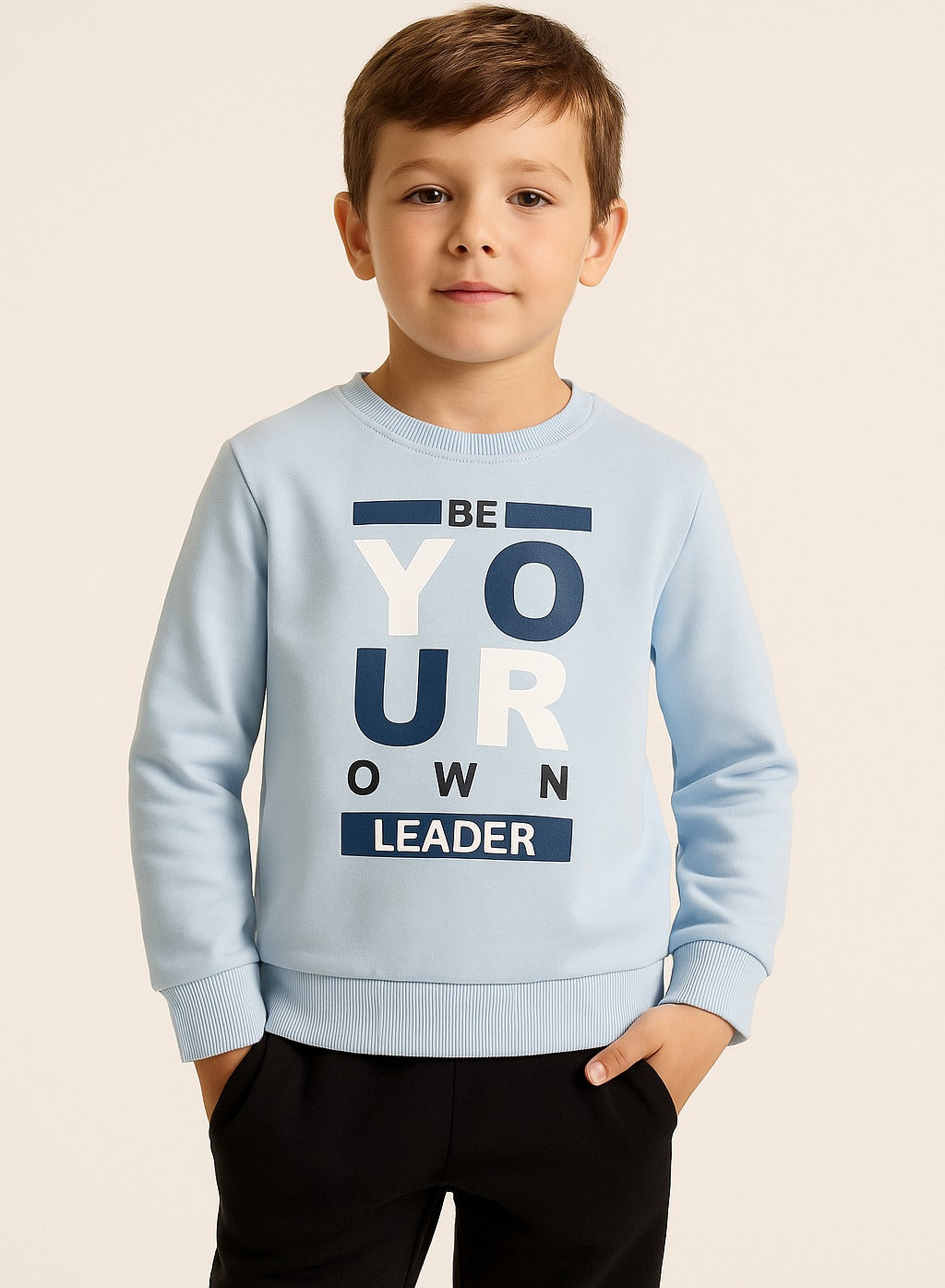 Boys' Blue "Be Your Own Leader" Slogan Sweatshirt