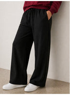 Black Wide Leg, High Waist Trousers For Women
