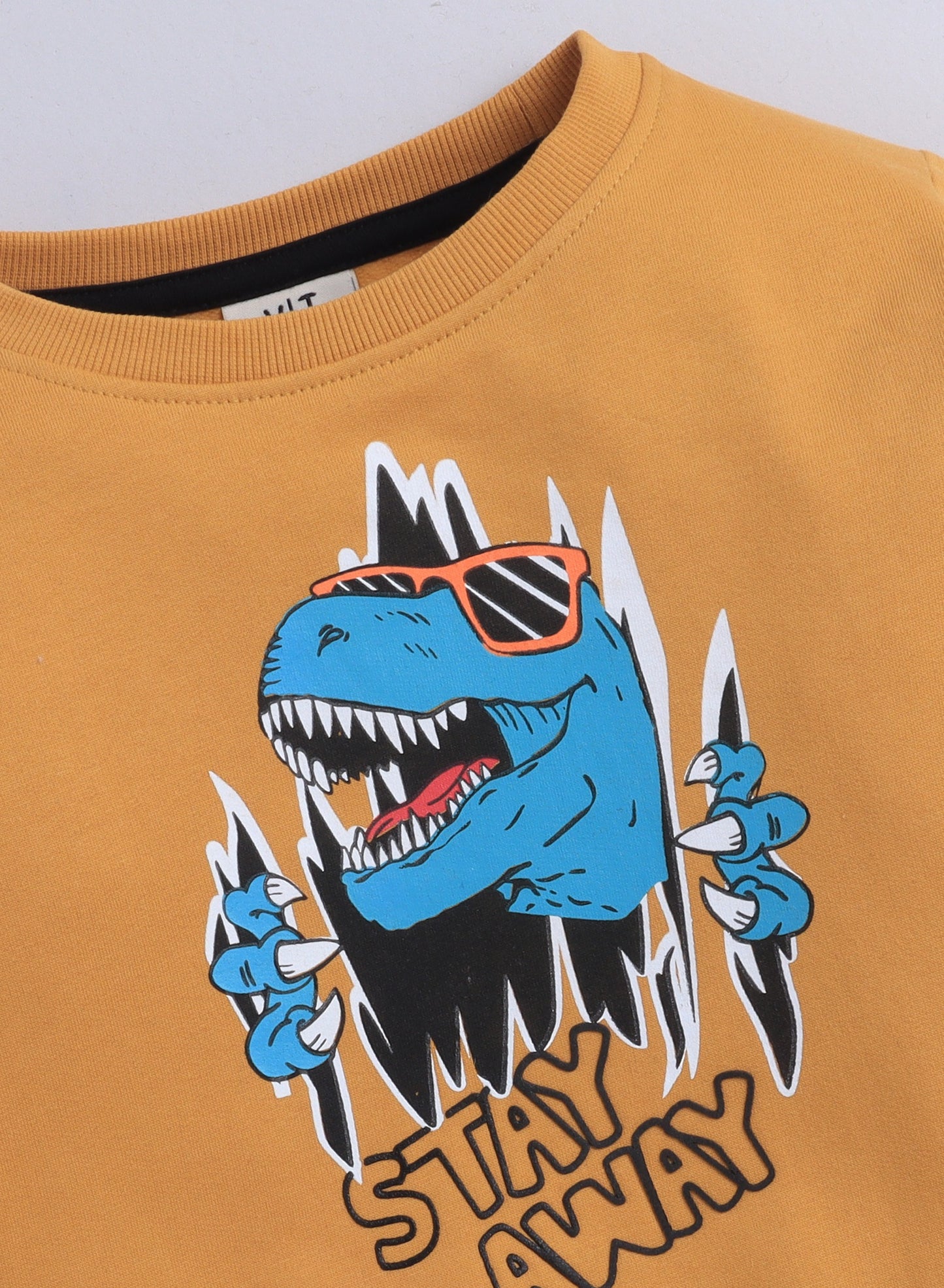 Boys' Mustard Yellow"Stay Away Dino" Graphic Sweatshirt