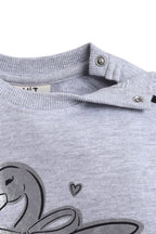 Baby Girl Swan Embroidered Fleece Tracksuit “ Grey 2-Piece Set
