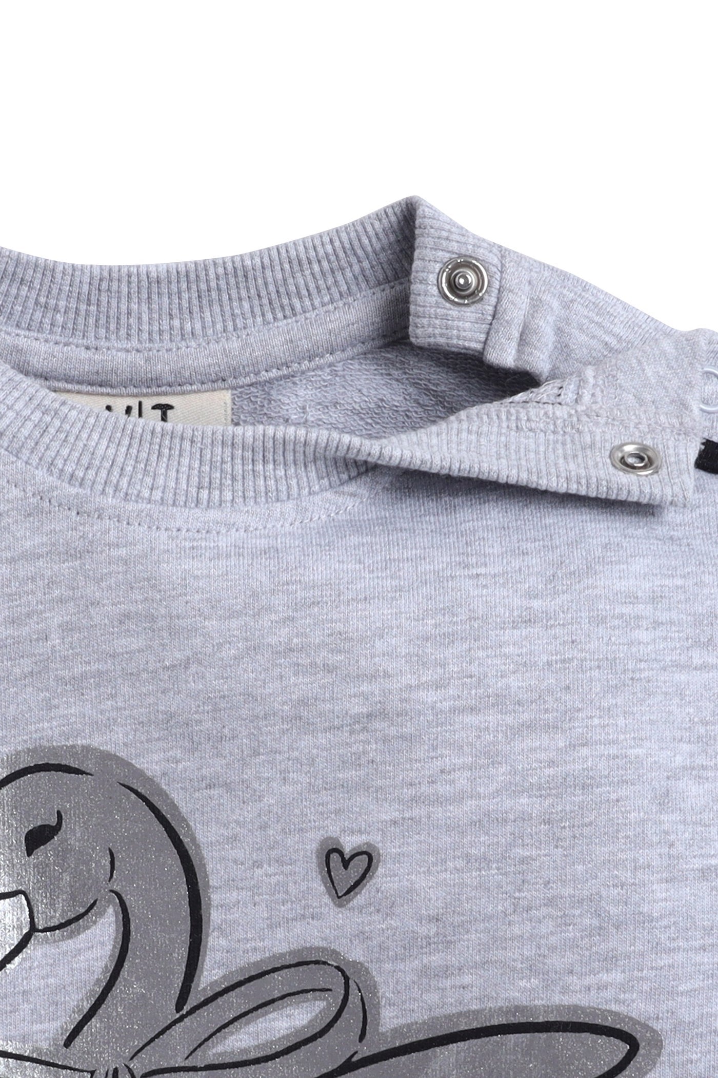 Baby Girl Swan Embroidered Fleece Tracksuit – Grey 2-Piece Set