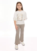Girls 2 Pc Set - Reversible Sequins Top With Flared Leggings