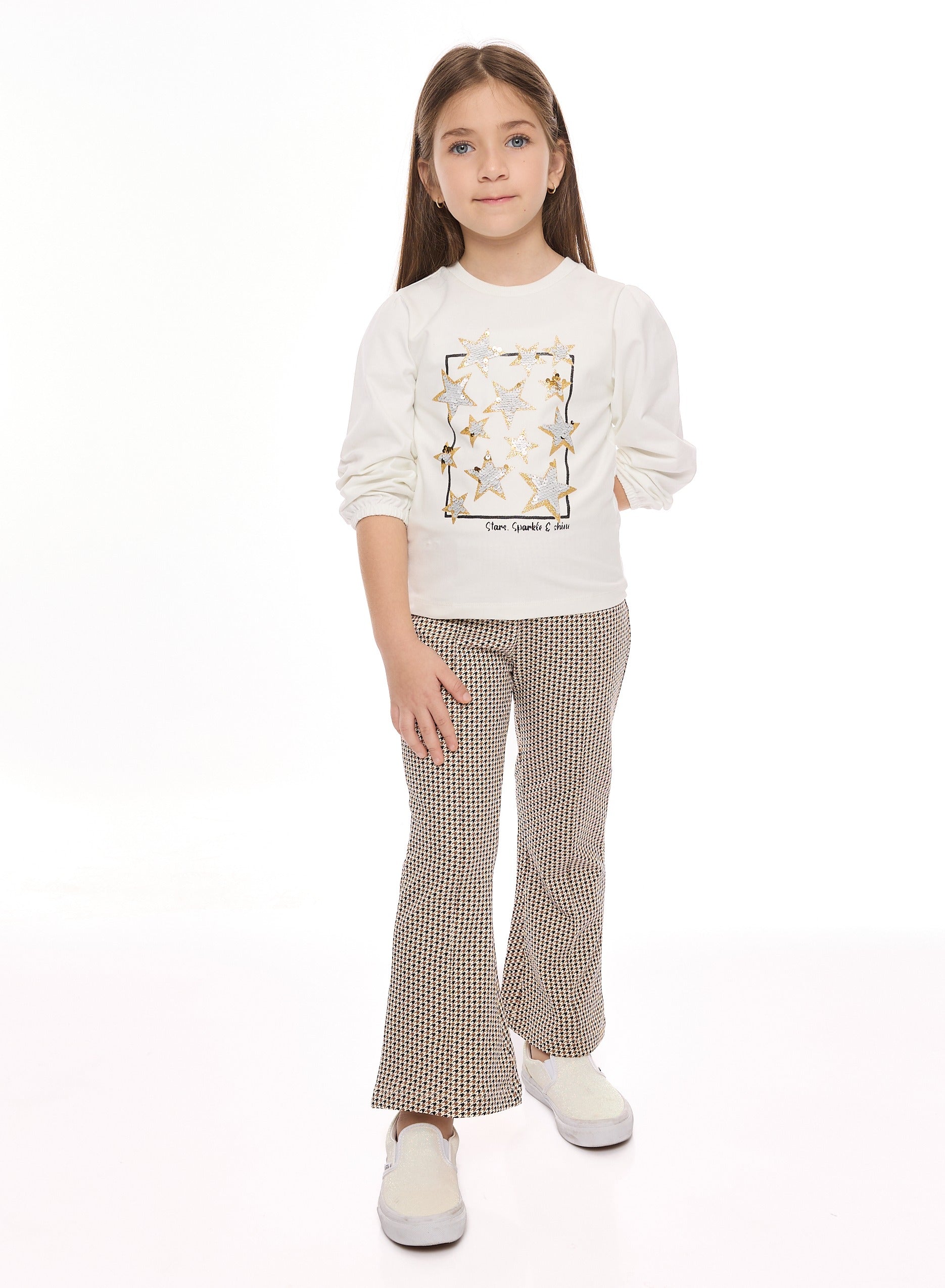 Girls 2 Pc Set - Reversible Sequins Top With Flared Leggings