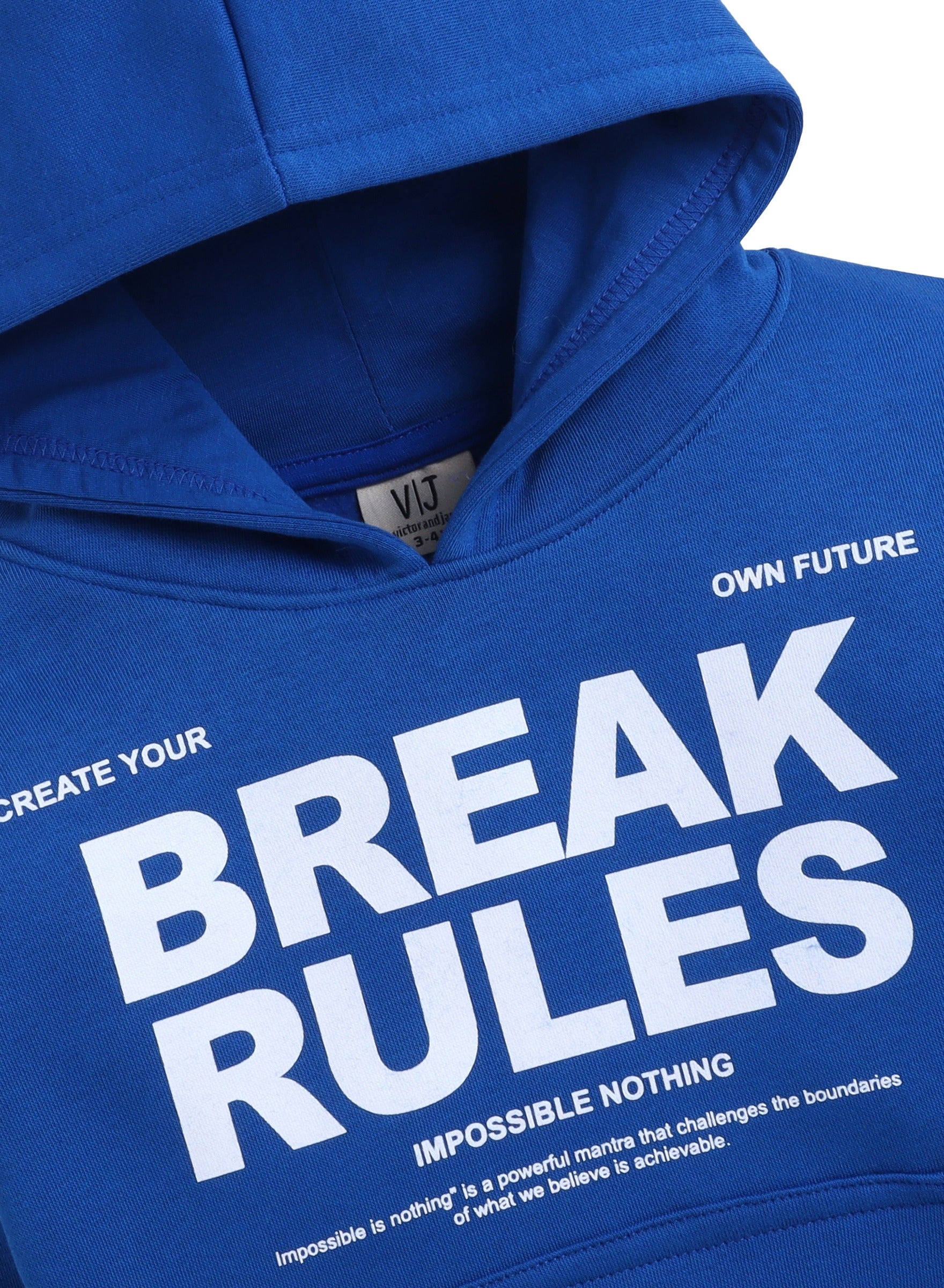 Boys' Blue "Break Rules" Hooded Sweatshirt