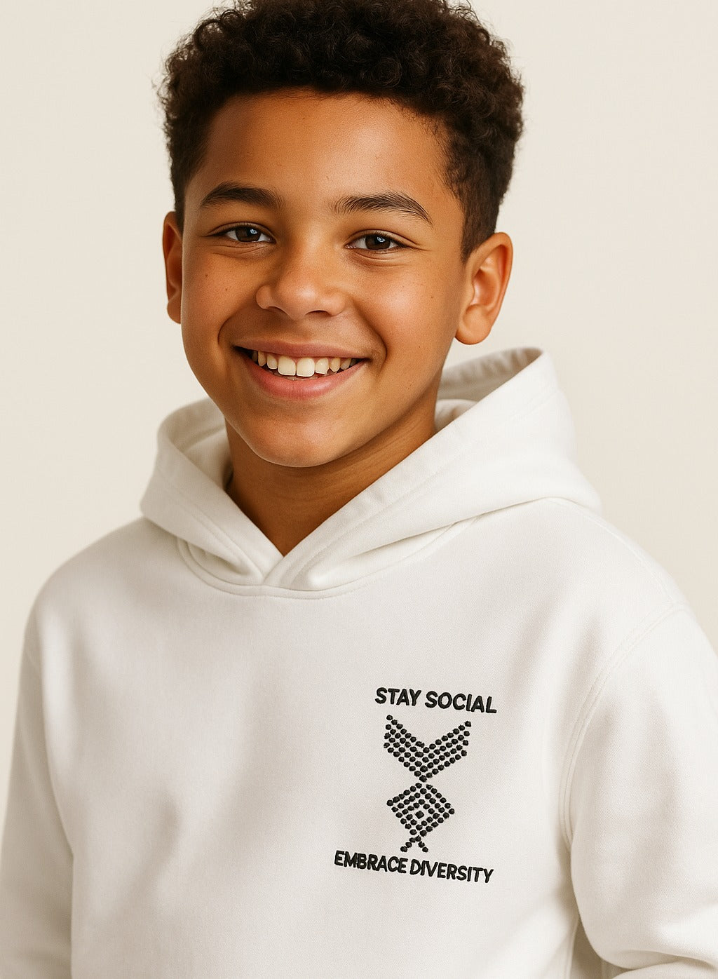 Boys' Off-White Œstay Social Embrace Diversity” Graphic Hoodie