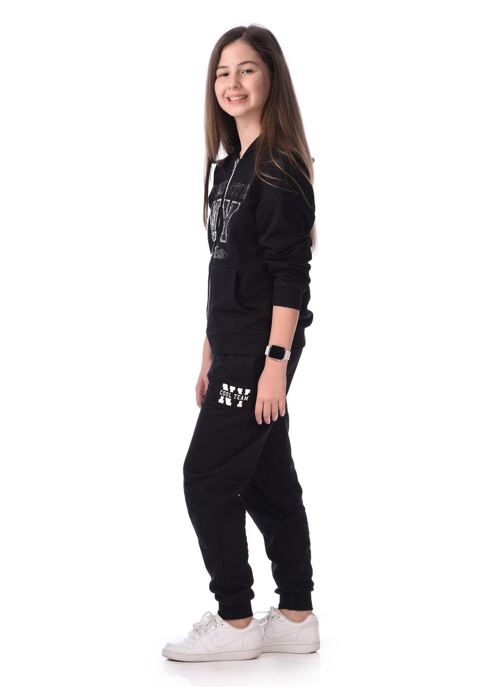 Sequins Embroidered Hoodie With Matching Joggers Comfy Fit