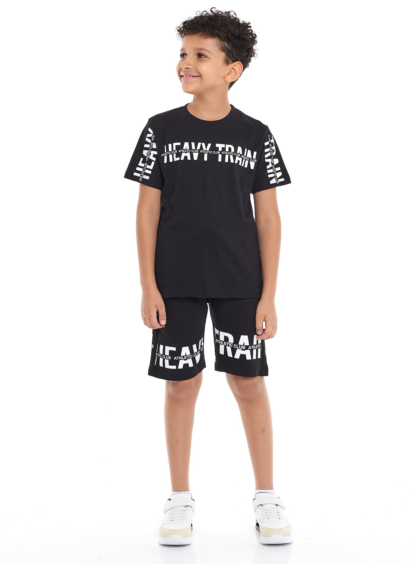 Victor and Jane Sr Boys' Slogan Print Set - Black