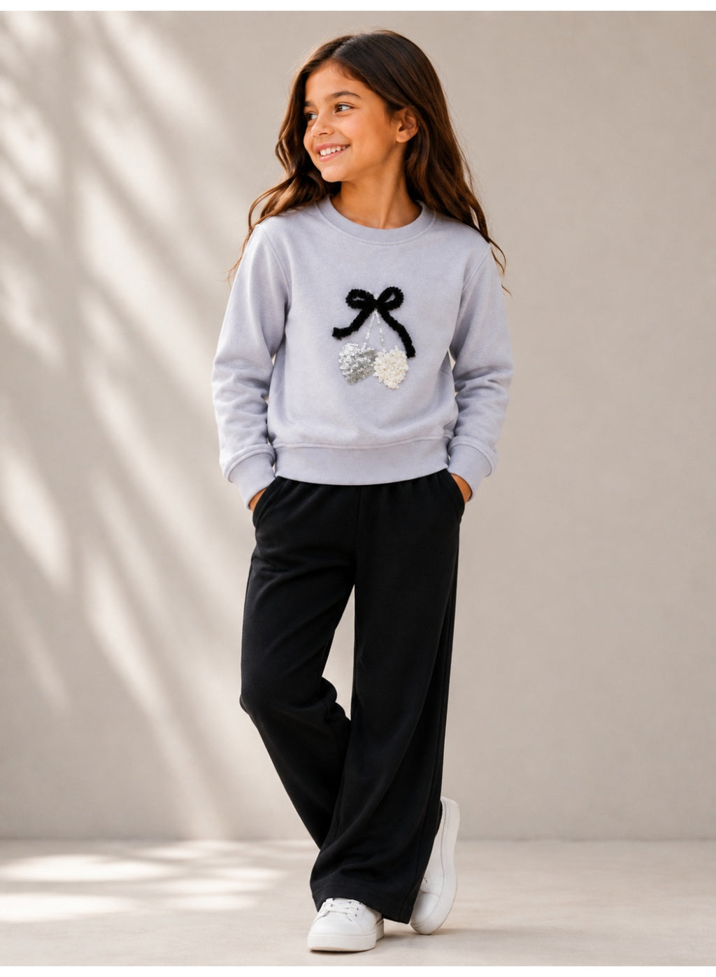 Girls Graphic Pullover Top with Puff Sleeves