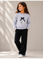 Girls Graphic Pullover Top with Puff Sleeves
