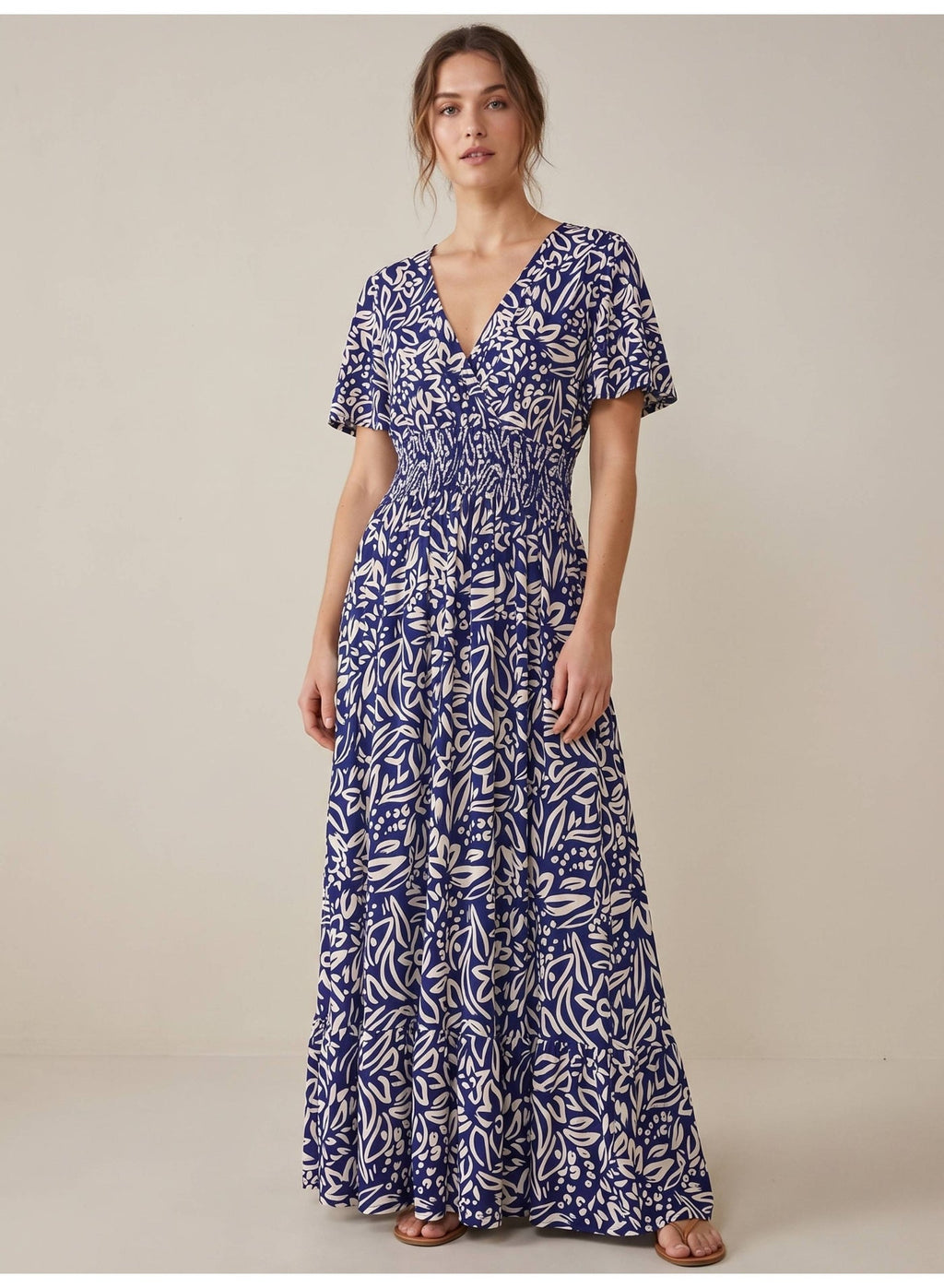 Printed Maxi Dress With Sweetheart Neckline