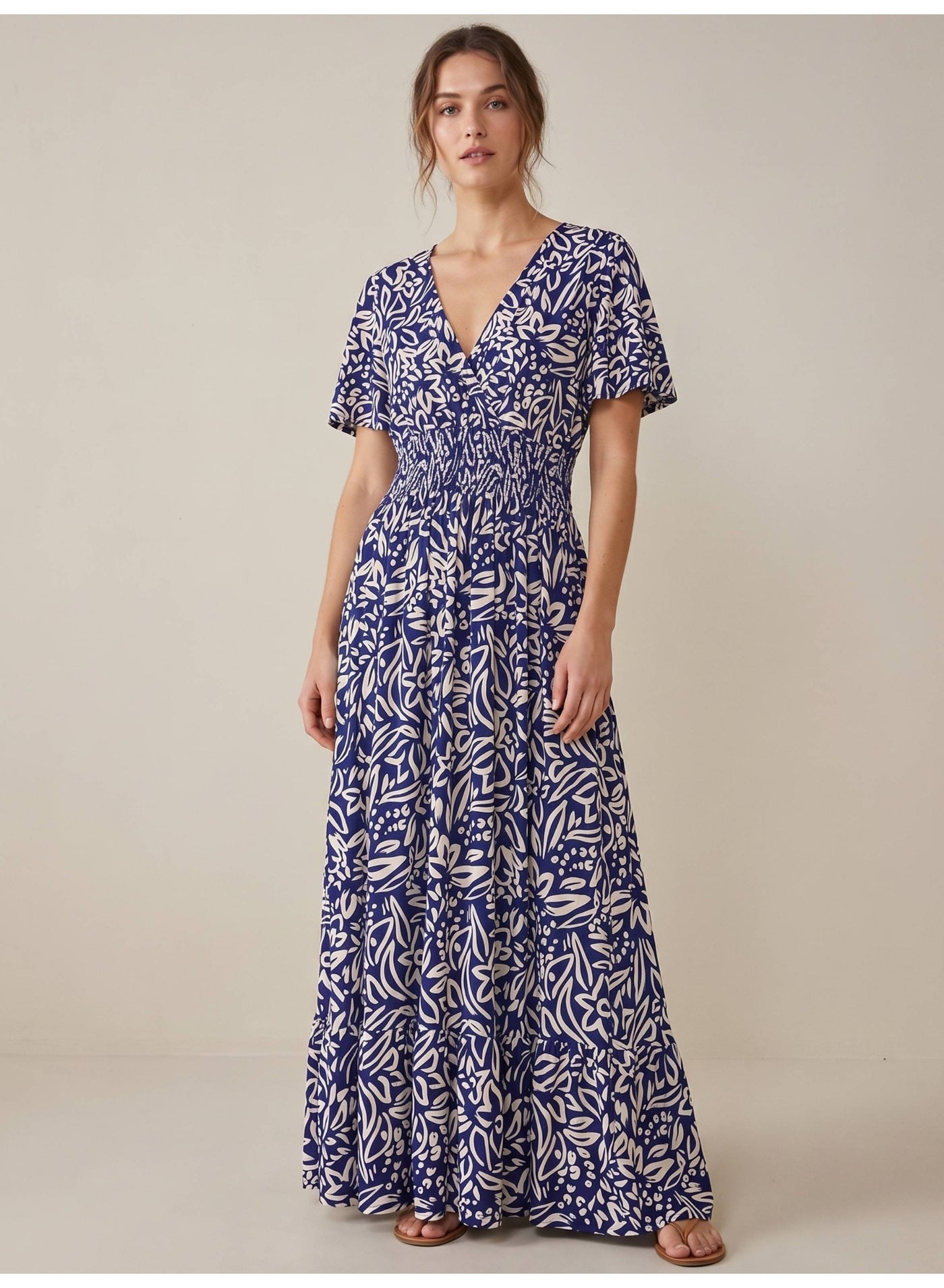 Printed Maxi Dress With Sweetheart Neckline