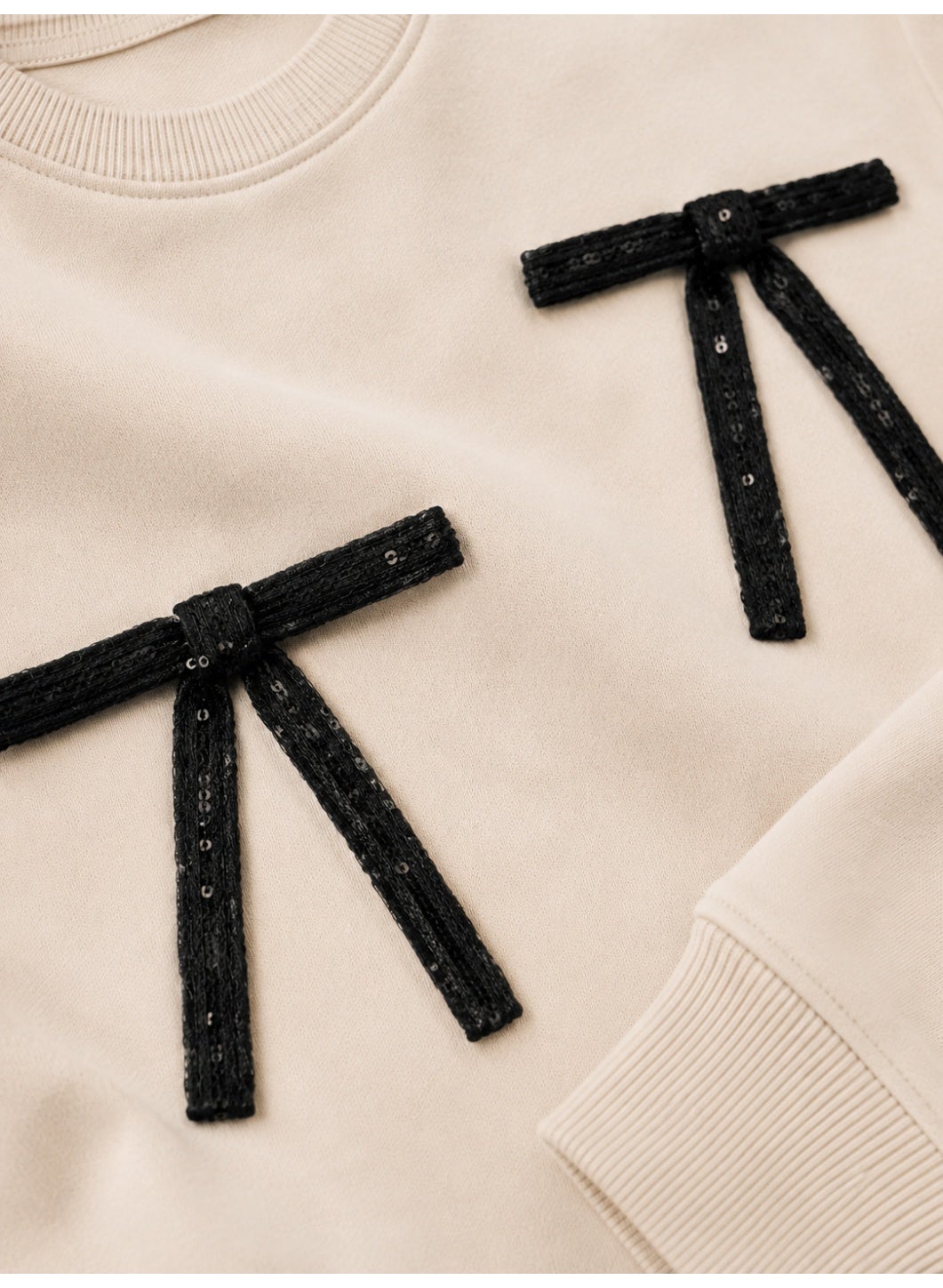 Girls Bow Detail Sweatshirt and Wide Leg Pants Set