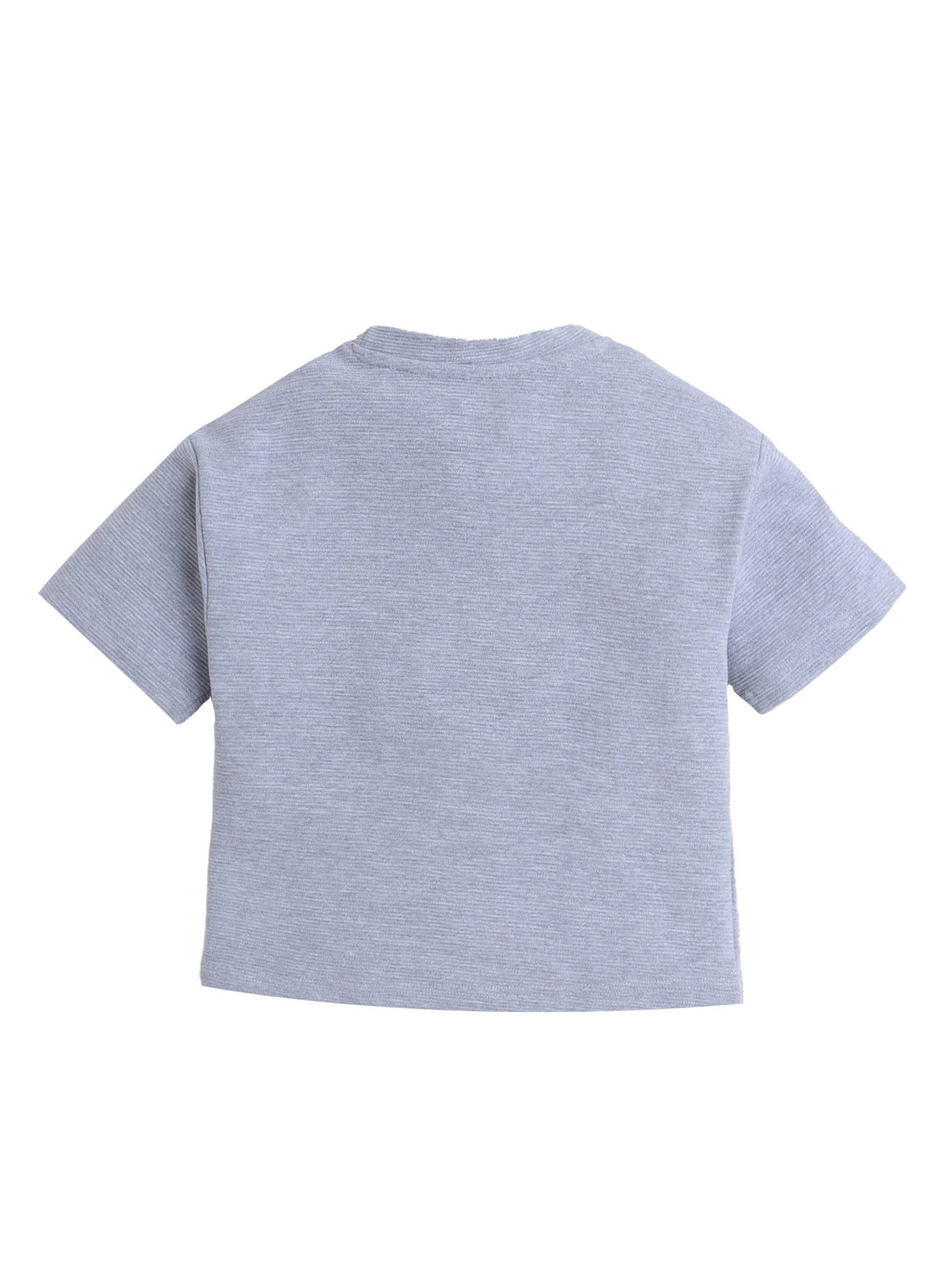 Junior Boys Ribbed Cotton T-Shirt- Grey