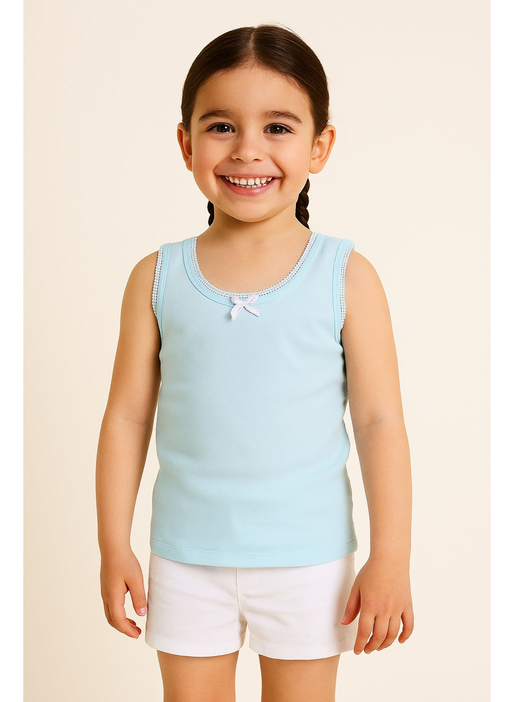 3-Pack Girls' Cotton Vests “ Pastel Soft Essentials In Pink, Yellow & Blue