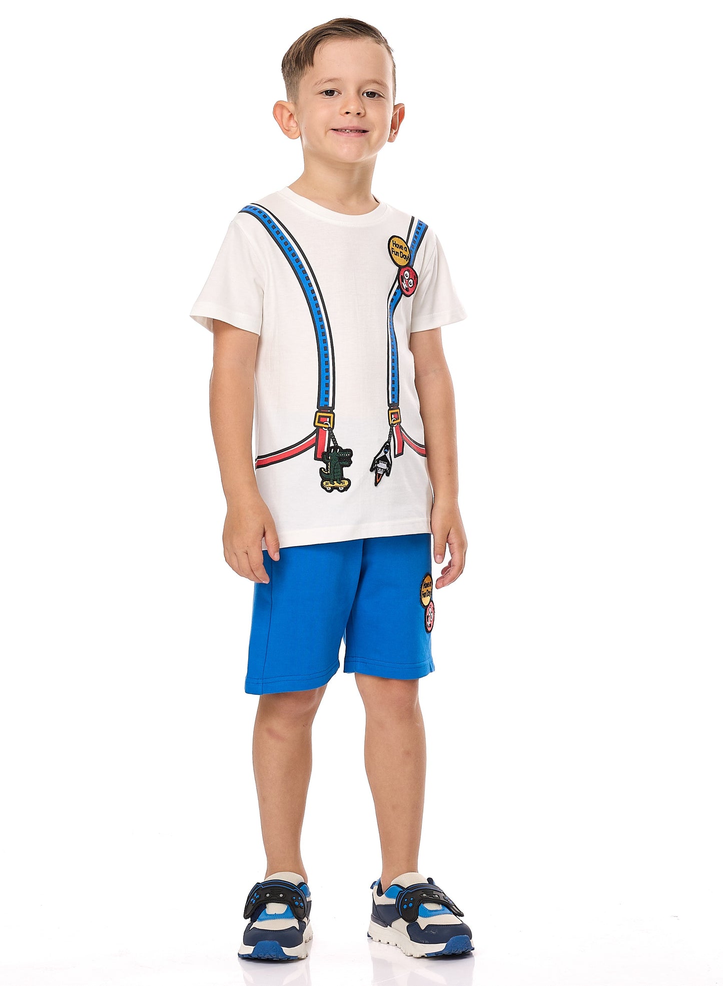 Victor and Jane Jr Boys' 2PC Set – Backpack -Off White and Blue