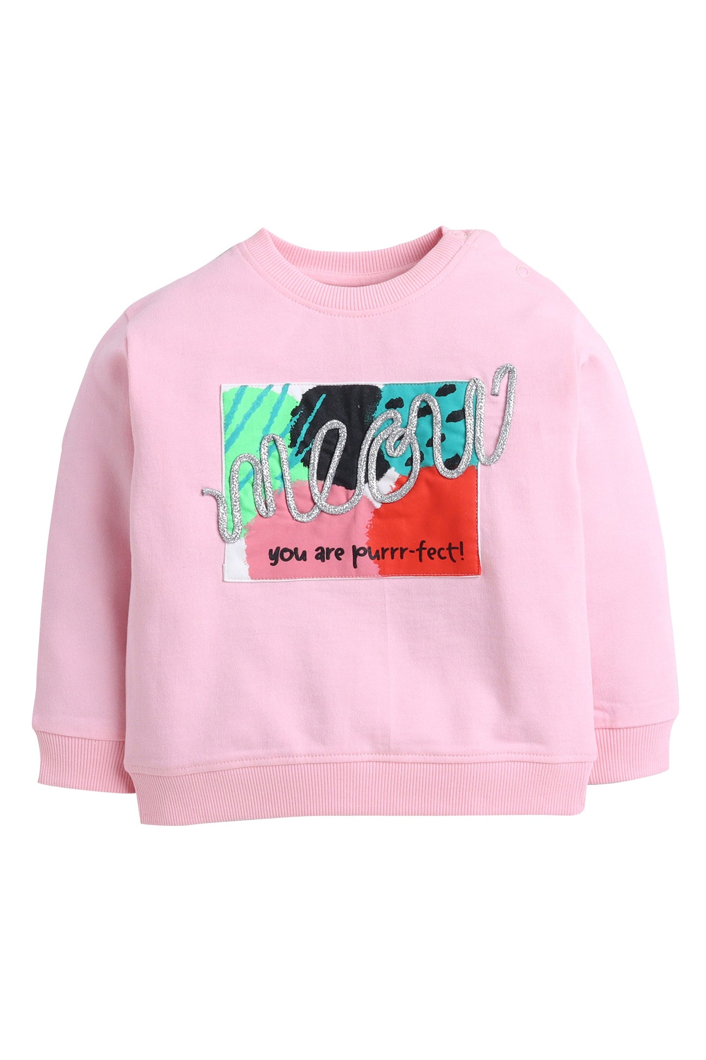 Baby Girl Wild Graphic Fleece Tracksuit – Pink 2-Piece Set