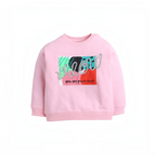 victor and jane pink graphic sweatshirt featuring a meow patch with abstract art and glittery text