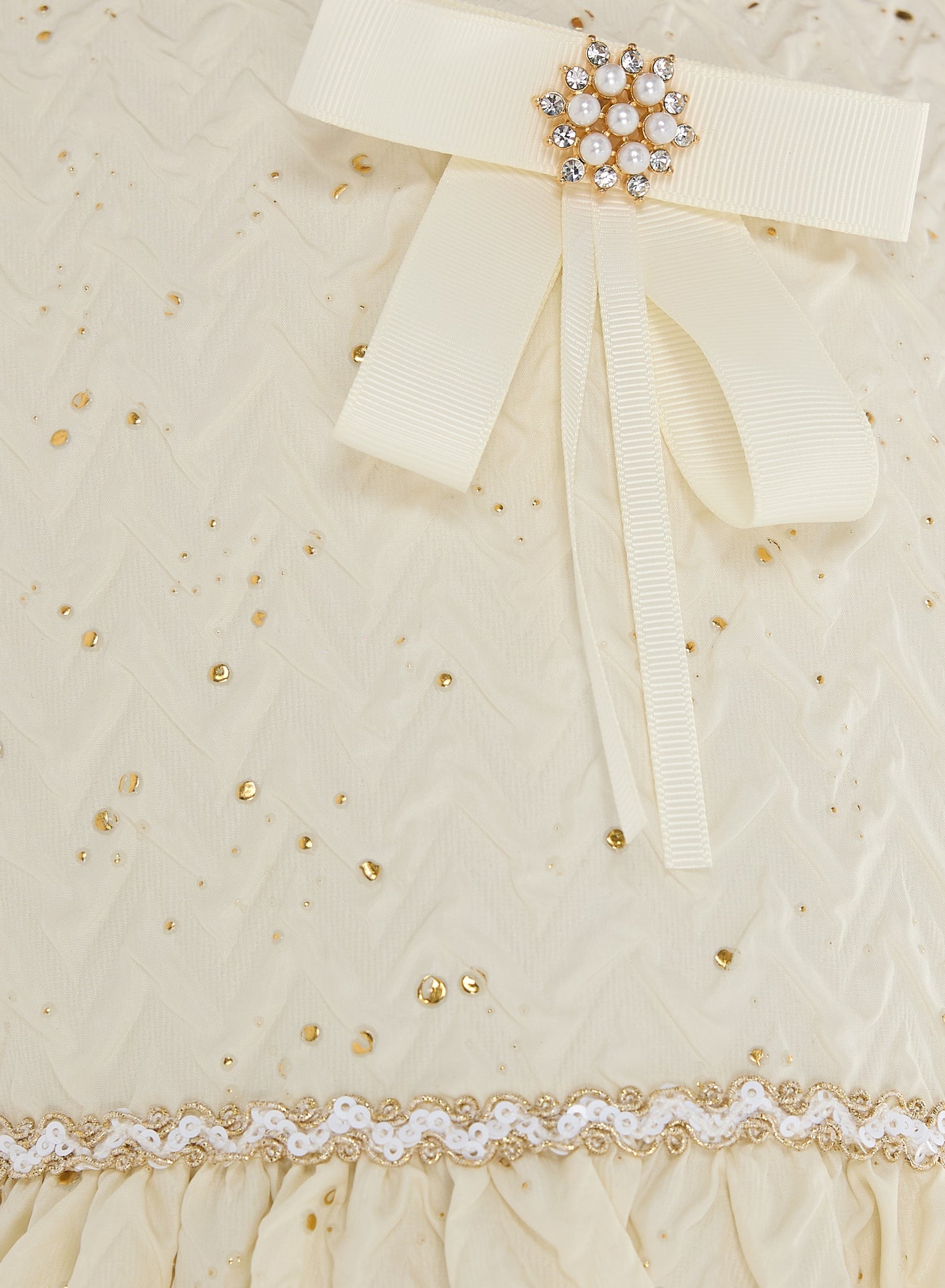 Lemon/Gold Bow Jacquard Dress