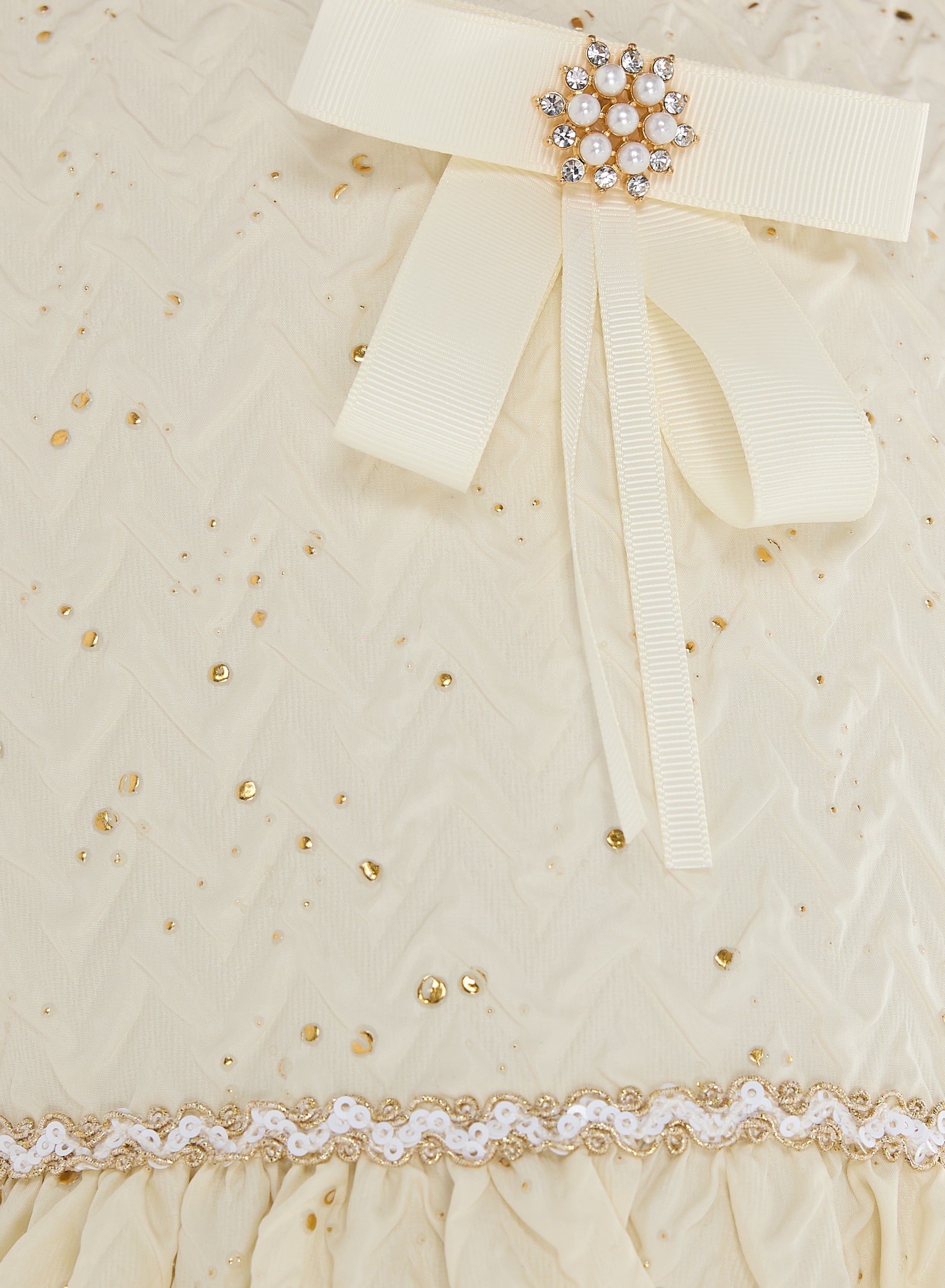 Lemon/Gold Bow Jacquard Dress
