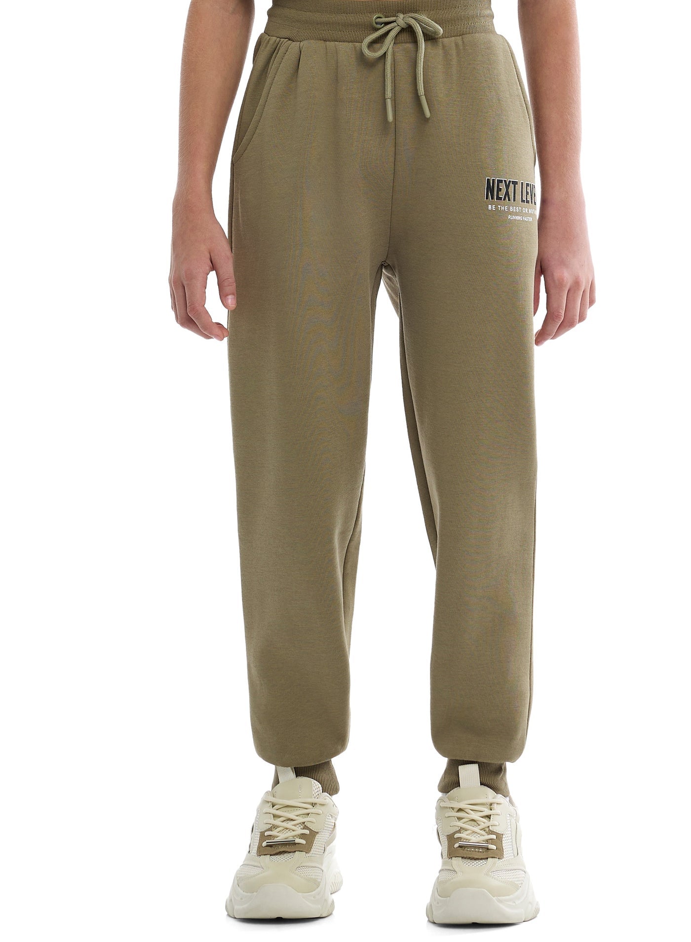 Boys Stylish Olive Green Pullover Hoodie with Kangaroo Pocket and Joggers