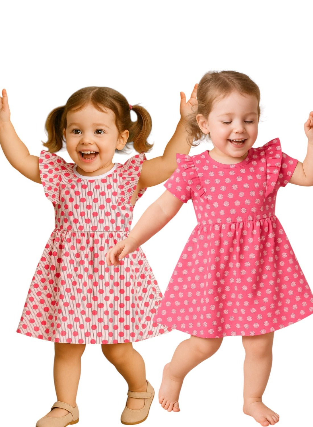 Victor And Jane - All-Over Printed Ruffle Dress (Pack Of 2)