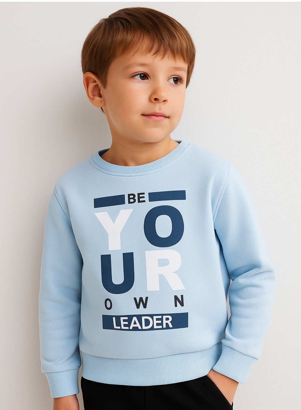 Boys' Blue "Be Your Own Leader" Slogan Sweatshirt