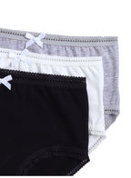 "3-Pack Girls' Briefs “ Neutral Cotton Basics In Black, White & Grey "