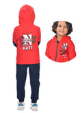 Boys' 2-Piece Full Zipper Hoodie And Jogger Set Red And Navy