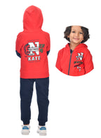 Boys' 2-Piece Full Zipper Hoodie And Jogger Set Red And Navy