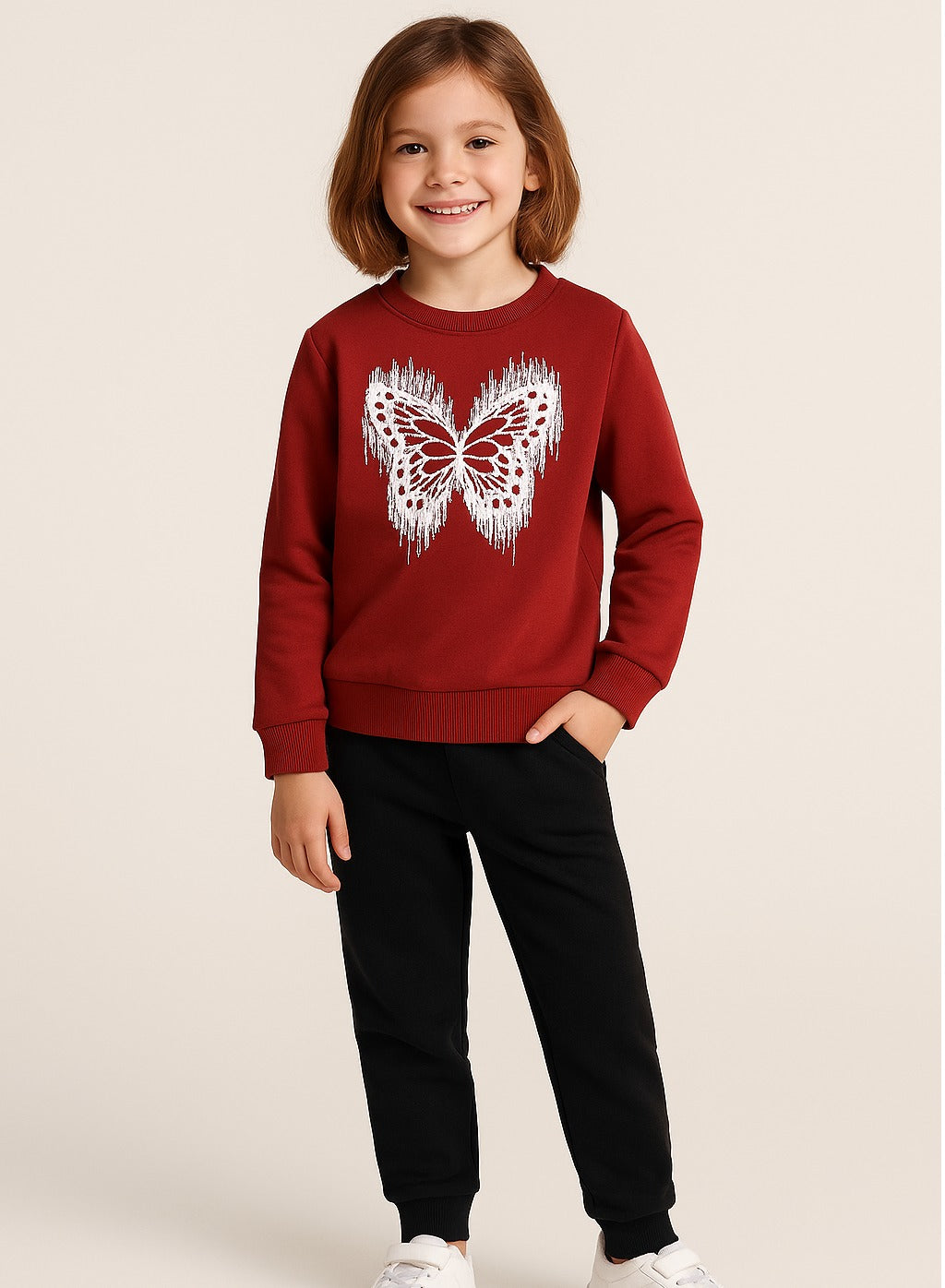 Girls'  “ Butterfly Print Sweatshirt | 100% Cotton