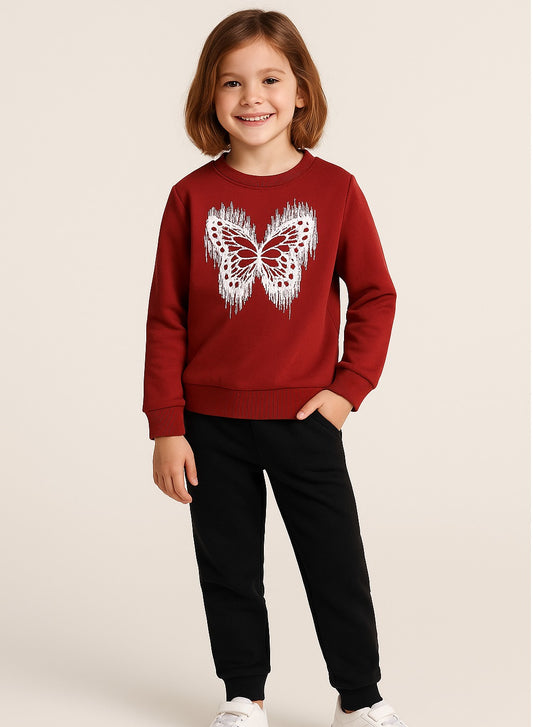 Girls'  – Butterfly Print Sweatshirt | 100% Cotton