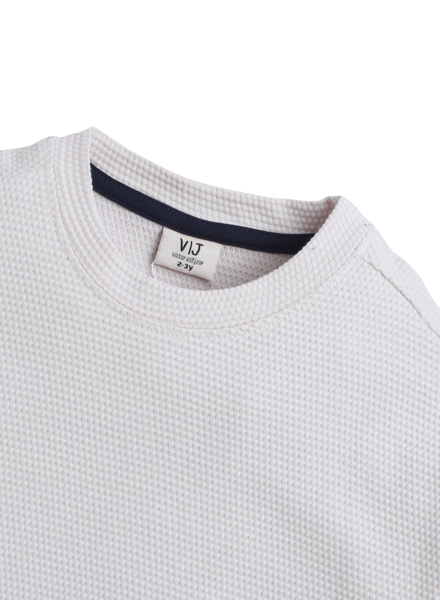 Victor & Jane Junior Boys Off-White Patch Detail Cotton T-Shirt