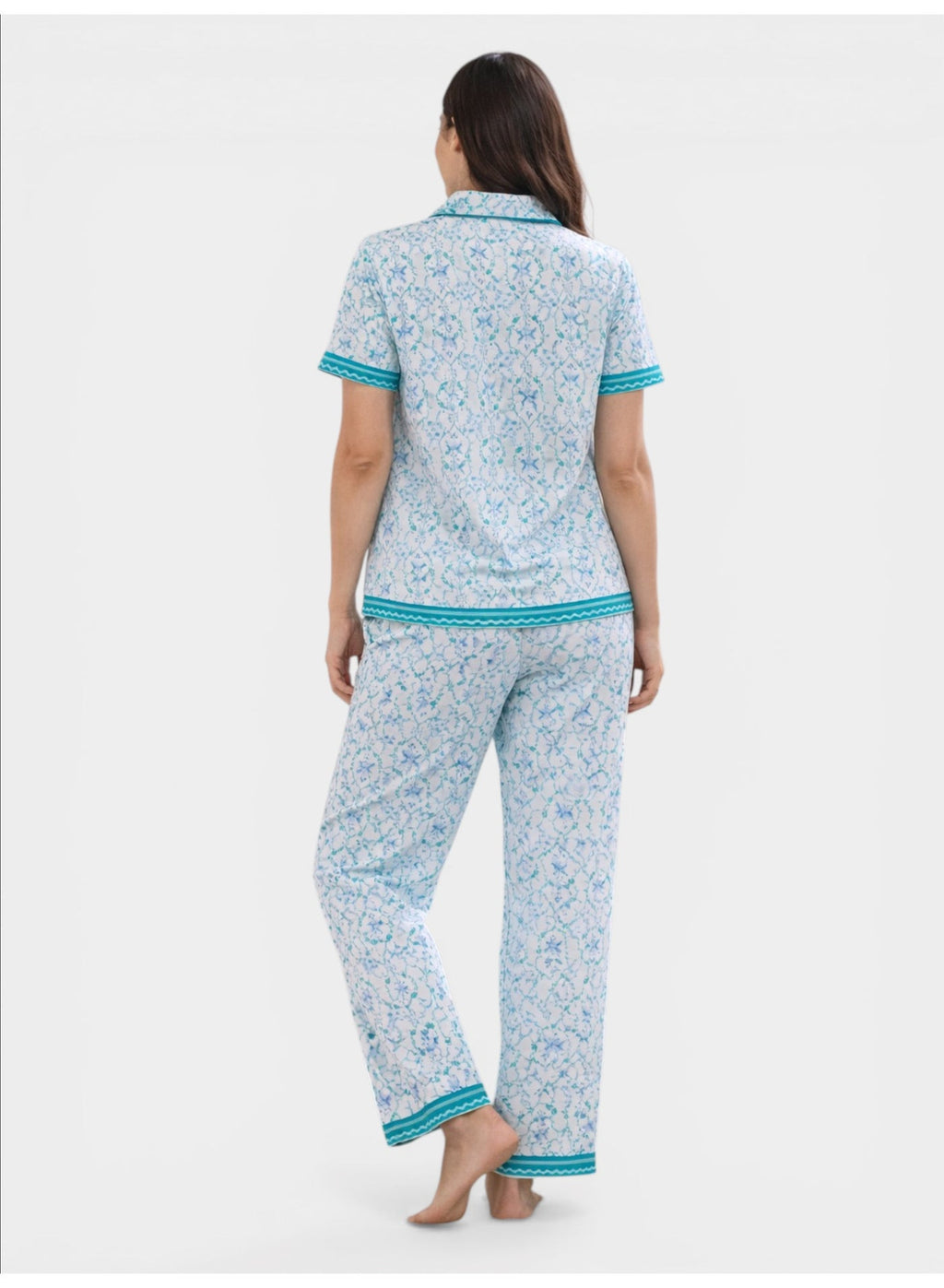 Women'S Printed Pyjama Set With Contrast Piping