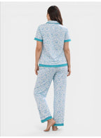 Women'S Printed Pyjama Set With Contrast Piping