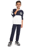 Victor And Jane Physical Association Printed Sweatshirt And Pants Set - White/Blue