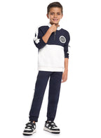 Victor And Jane Physical Association Printed Sweatshirt And Pants Set - White/Blue