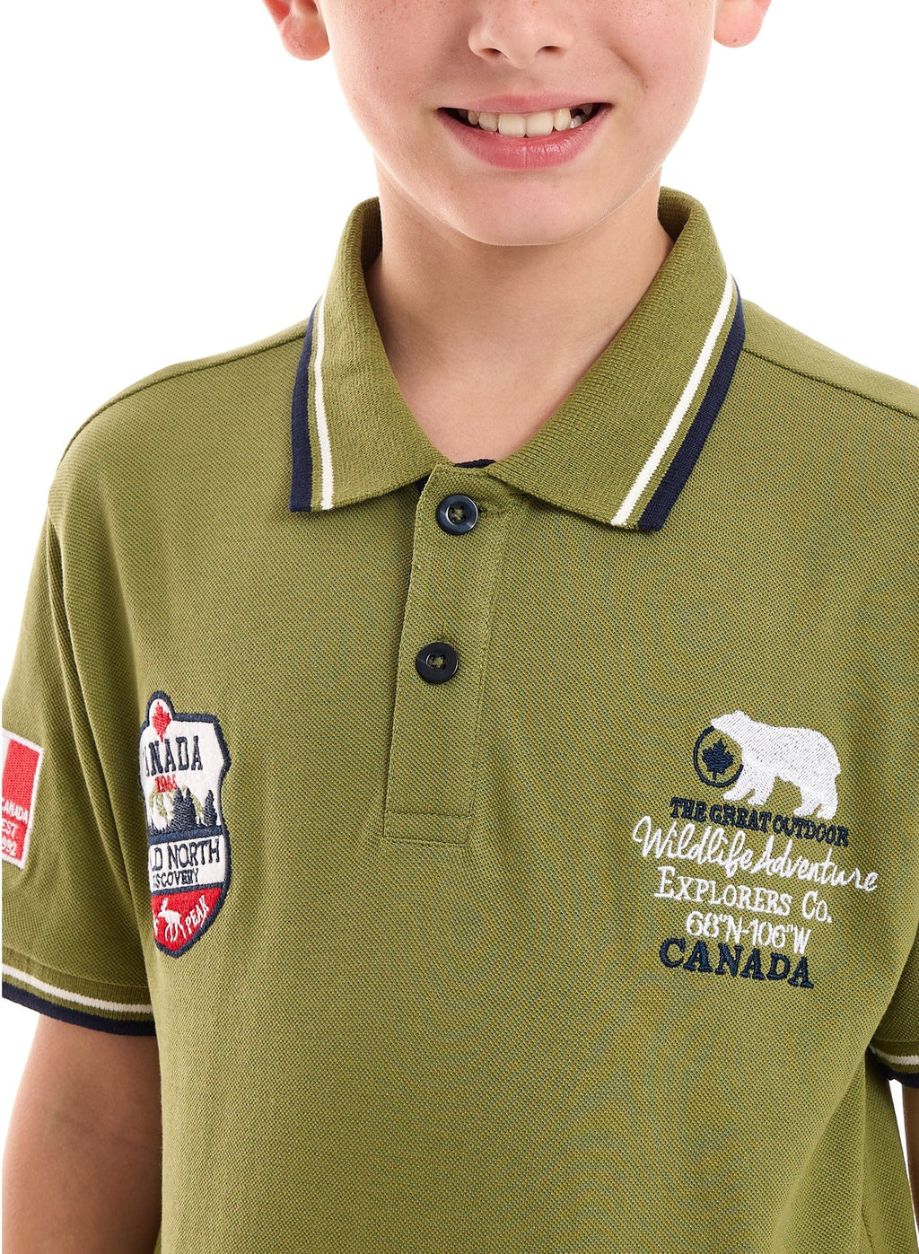 Victor and Jane Cotton Patch Detail Short Sleeve T-Shirt & Shorts/Co-ord Set - Olive Green