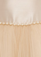 Chic Champagne Satin  Party Dress With Mesh & Decoration