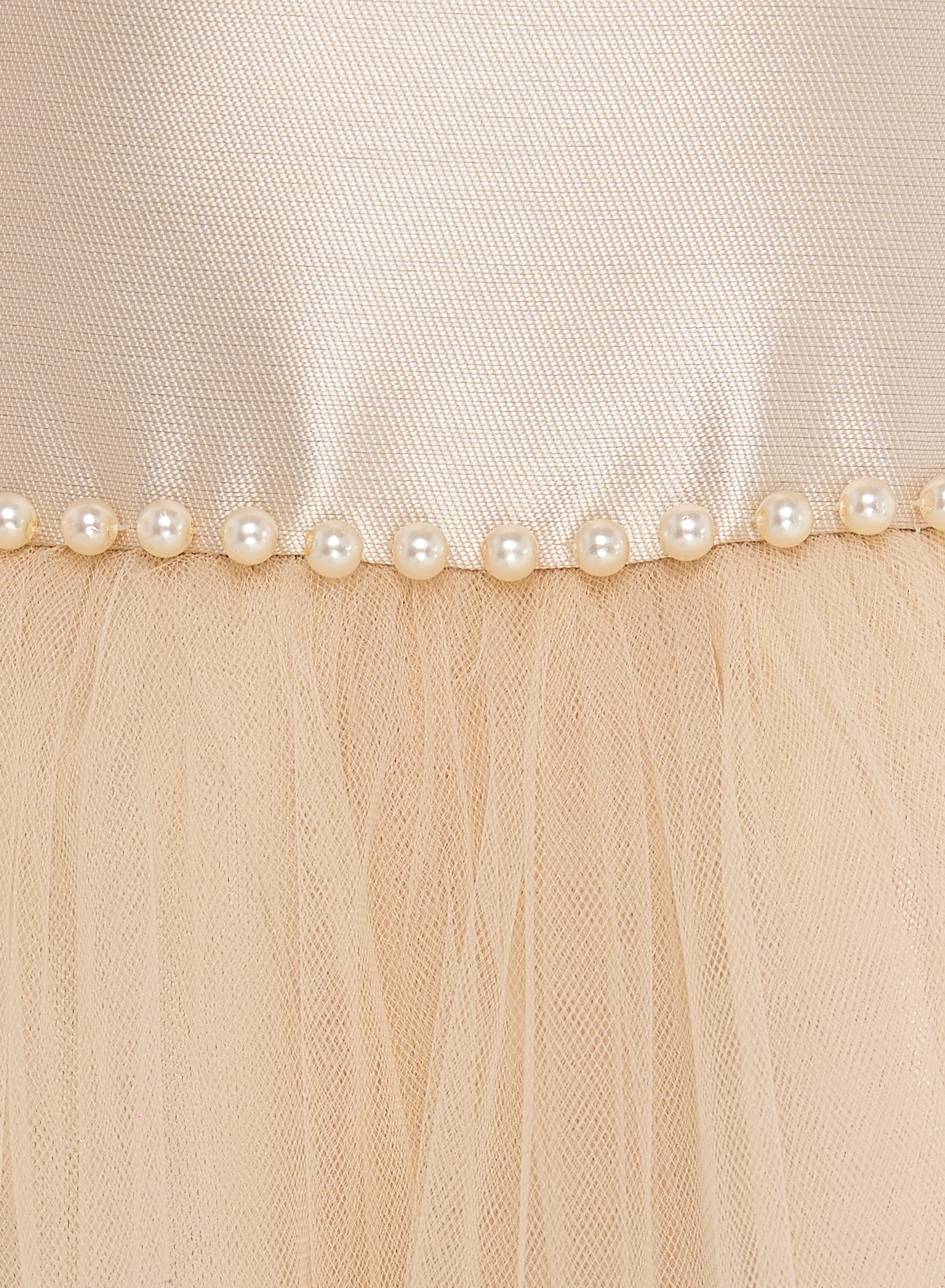 Chic Champagne Satin  Party Dress With Mesh & Decoration