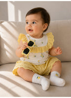 Baby Girls Lemon Print Bodysuit & Skirt Set with Sunglasses & Socks (4-Piece Set)