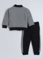 3 Piece Set With Embellished Top And Printed Jacket Set