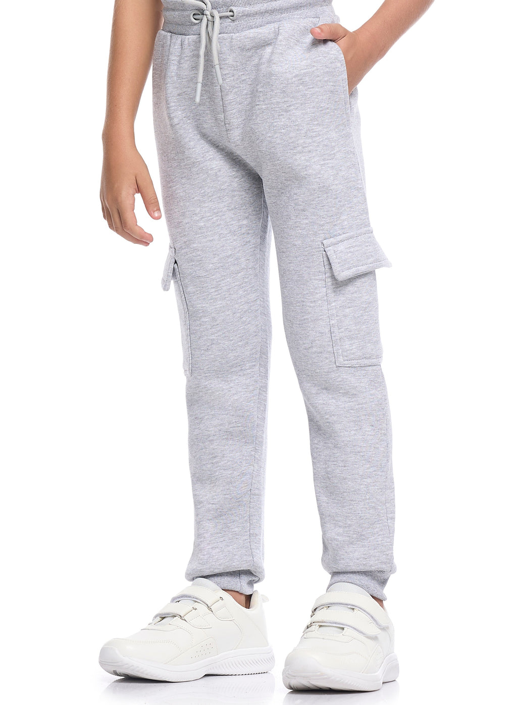 Victor And Jane Cotton Solid Full Sleeves Sweatshirt & Cargo Joggers Set - Navy Blue & Grey