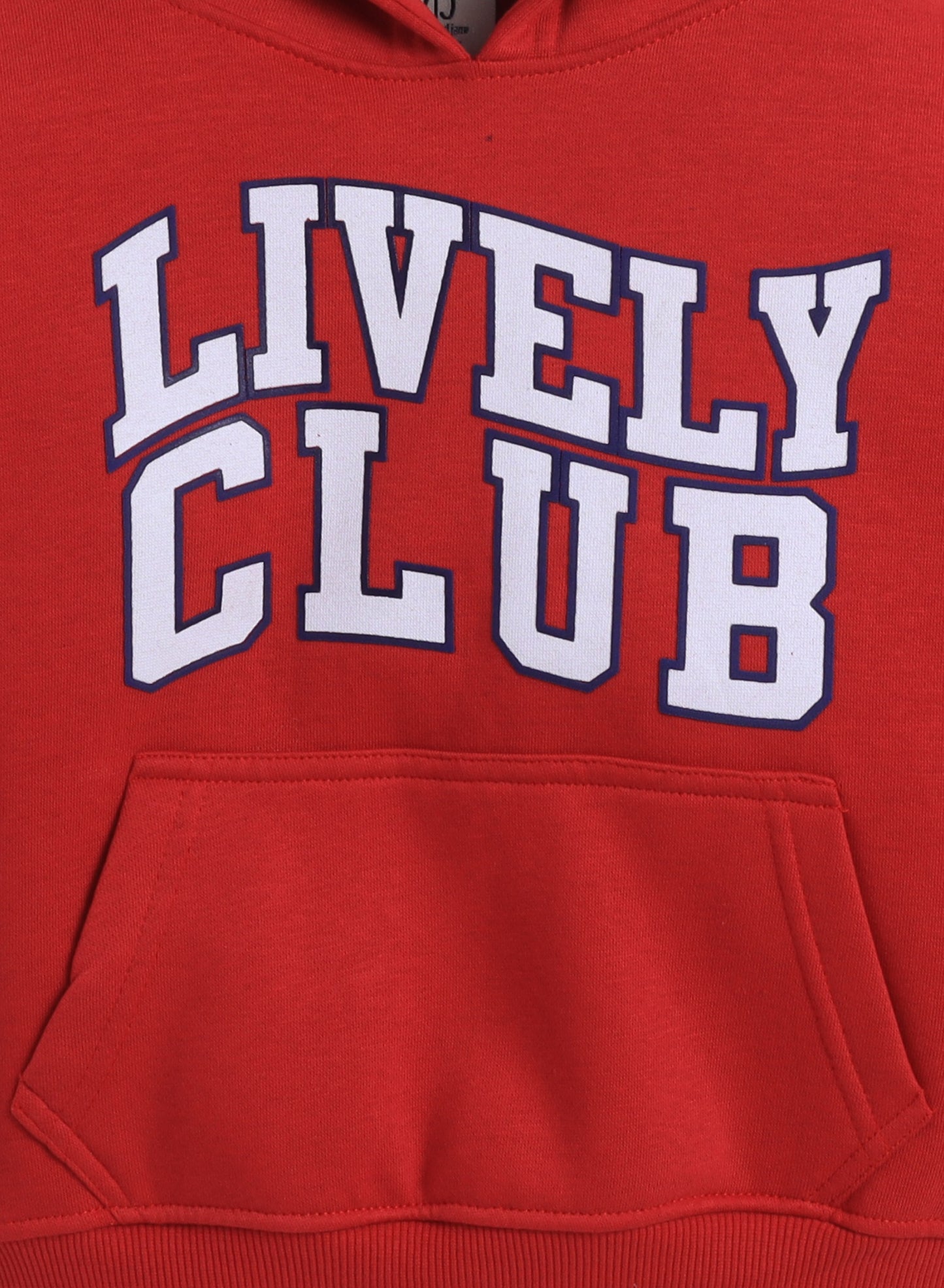 Boys' Red "Lively Club" Hooded Sweatshirt