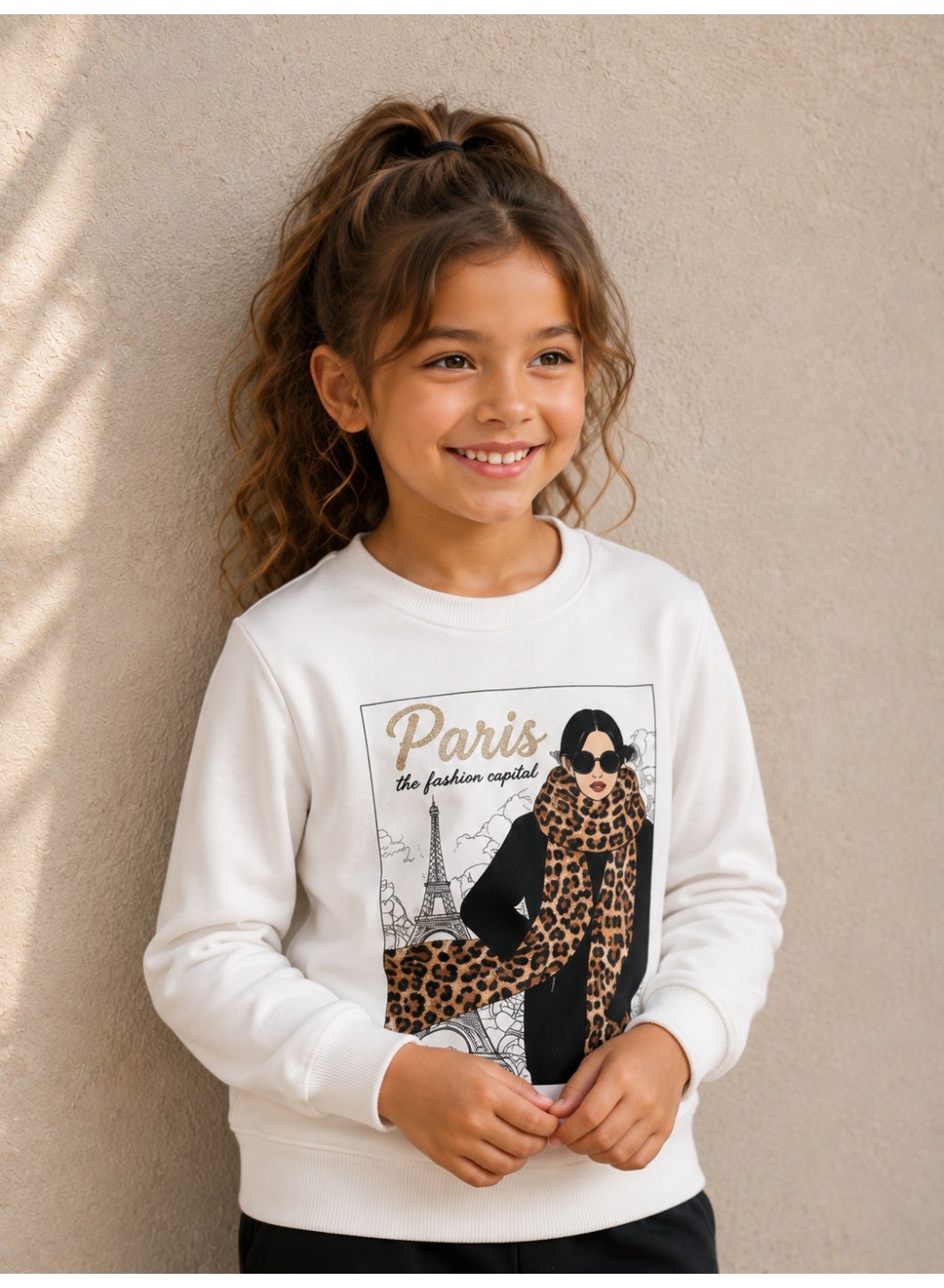 Girls Graphic Sweatshirt and Wide Leg Pants Set