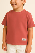 Victor & Jane Junior Boys Red Patch Detail Cotton T-Shirt
