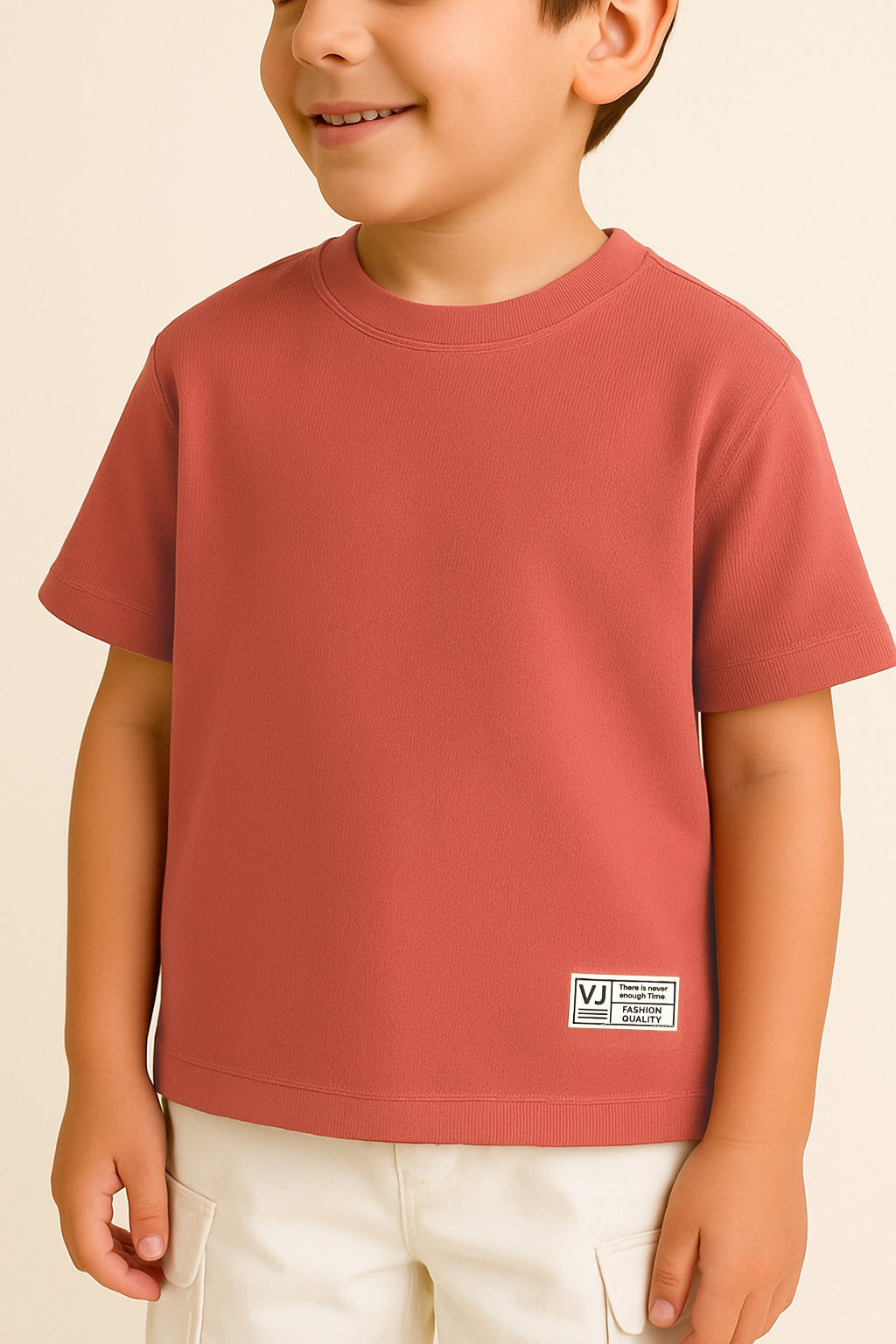 Victor & Jane Junior Boys Brown Patch Detail Cotton T-Shirt