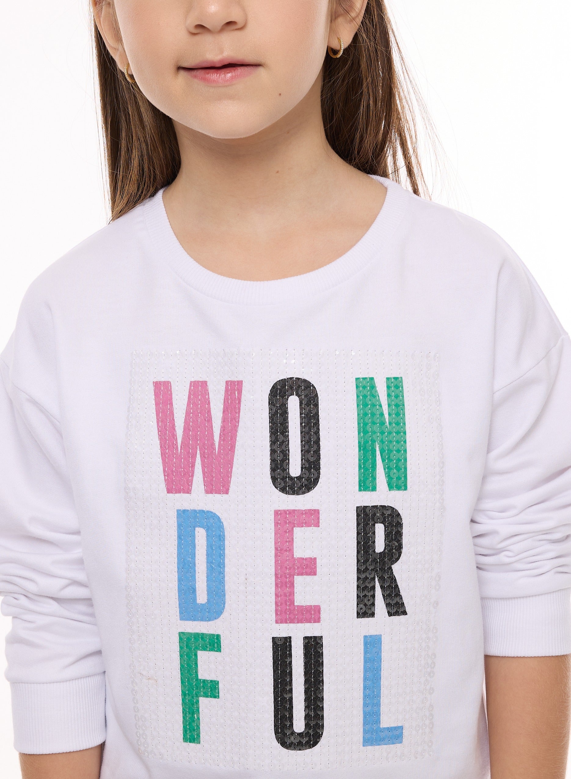 Victor And Jane Girls Set With Sequins Embroidered Top And Flared Leggings