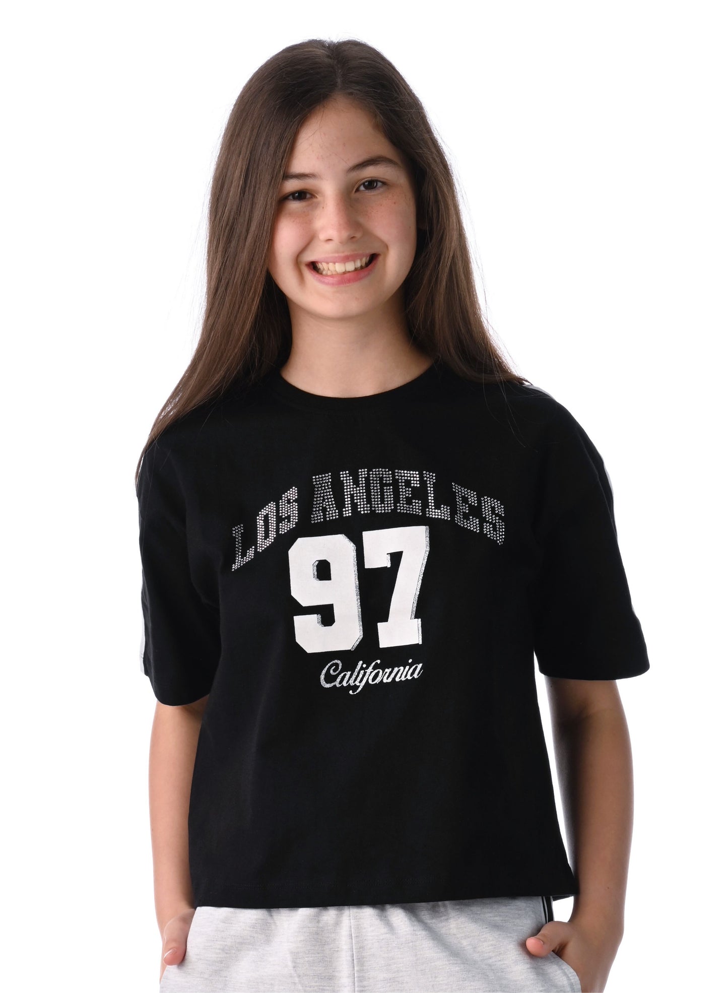 Victor and Jane Girls' 2pcs Spring/Summer Outfit Set - Comfy Knit Crop Top & Wide-Leg Pants