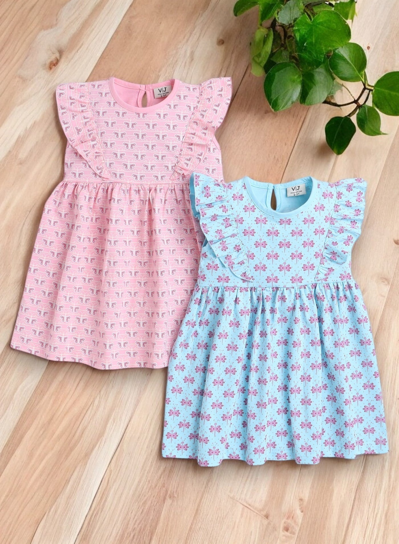 Victor And Jane - All-Over Printed Ruffle Dress (Pack Of 2)