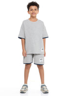 Victor And Jane Boys' Cord Set “ Grey T-Shirt And Shorts Outfit